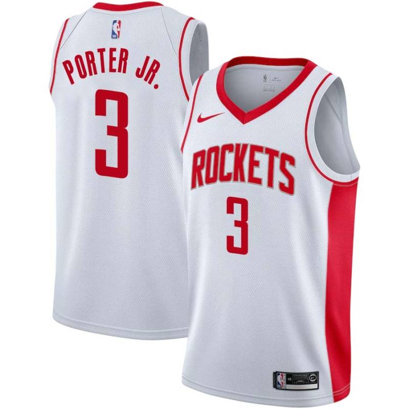 White Kevin Porter Jr. Rockets #3 Twill Basketball Jersey FREE SHIPPING