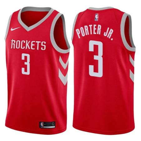 Red Classic Kevin Porter Jr. Rockets #3 Twill Basketball Jersey FREE SHIPPING