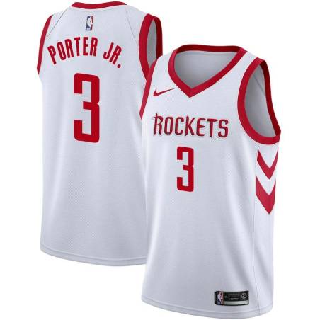 White Classic Kevin Porter Jr. Rockets #3 Twill Basketball Jersey FREE SHIPPING