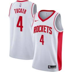 White PJ Tucker Rockets #4 Twill Basketball Jersey FREE SHIPPING