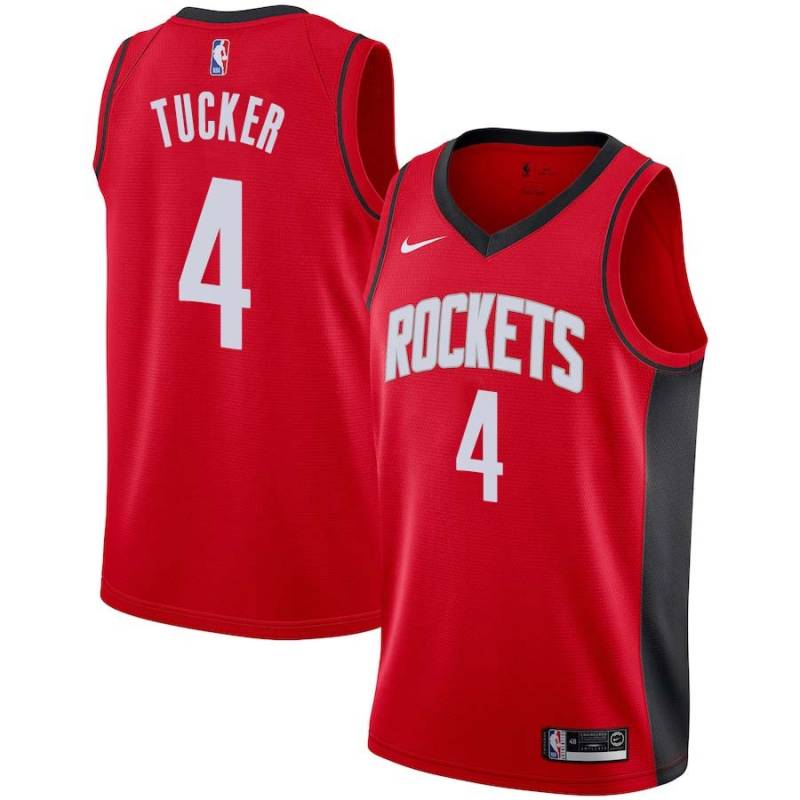 Red PJ Tucker Rockets #4 Twill Basketball Jersey FREE SHIPPING