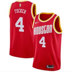 Red_Throwback PJ Tucker Rockets #4 Twill Basketball Jersey FREE SHIPPING