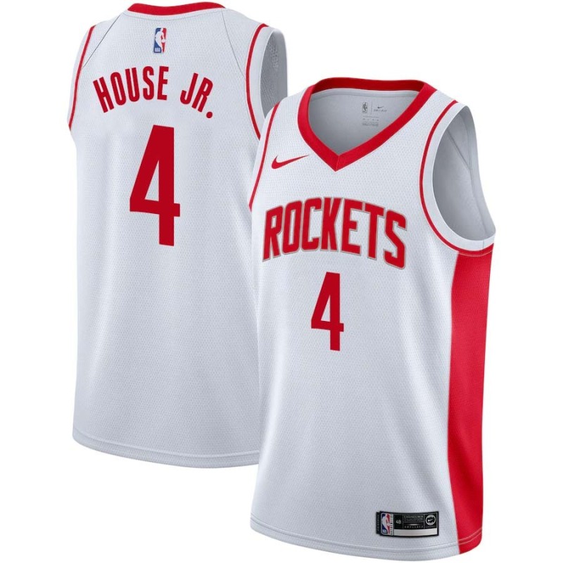 White Danuel House Jr. Rockets #4 Twill Basketball Jersey FREE SHIPPING