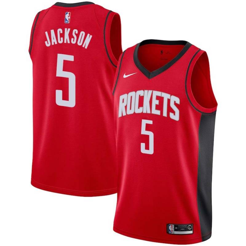 Red Aaron Jackson Rockets #5 Twill Basketball Jersey FREE SHIPPING