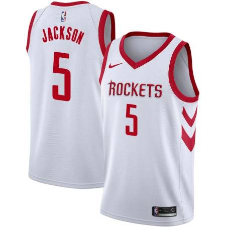 White Classic Aaron Jackson Rockets #5 Twill Basketball Jersey FREE SHIPPING