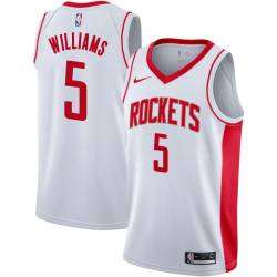 White Troy Williams Rockets #5 Twill Basketball Jersey FREE SHIPPING