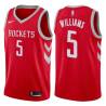 Red Classic Troy Williams Rockets #5 Twill Basketball Jersey FREE SHIPPING