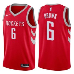 Red Classic Bobby Brown Rockets #6 Twill Basketball Jersey FREE SHIPPING