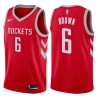 Red Classic Bobby Brown Rockets #6 Twill Basketball Jersey FREE SHIPPING