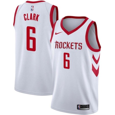 White Classic Gary Clark Rockets #6 Twill Basketball Jersey FREE SHIPPING