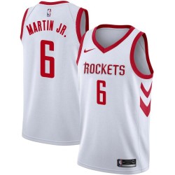 White Classic Kenyon Martin Jr. Rockets #6 Twill Basketball Jersey FREE SHIPPING