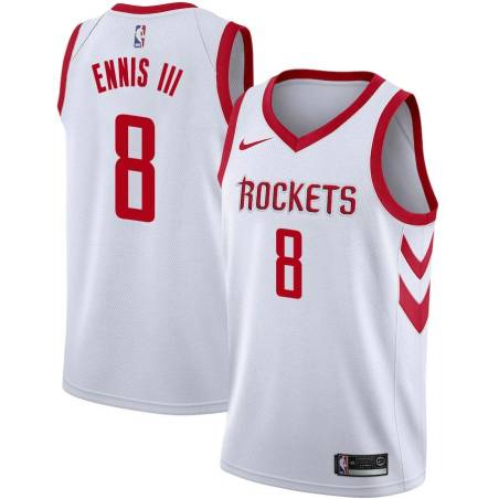 White Classic James Ennis III Rockets #8 Twill Basketball Jersey FREE SHIPPING