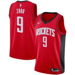 Red Zhou Qi Rockets #9 Twill Basketball Jersey FREE SHIPPING