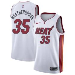 White Clarence Weatherspoon Twill Basketball Jersey -Heat #35 Weatherspoon Twill Jerseys, FREE SHIPPING