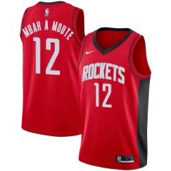 Red Luc Mbah a Moute Rockets #12 Twill Basketball Jersey FREE SHIPPING