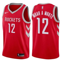 Red Classic Luc Mbah a Moute Rockets #12 Twill Basketball Jersey FREE SHIPPING