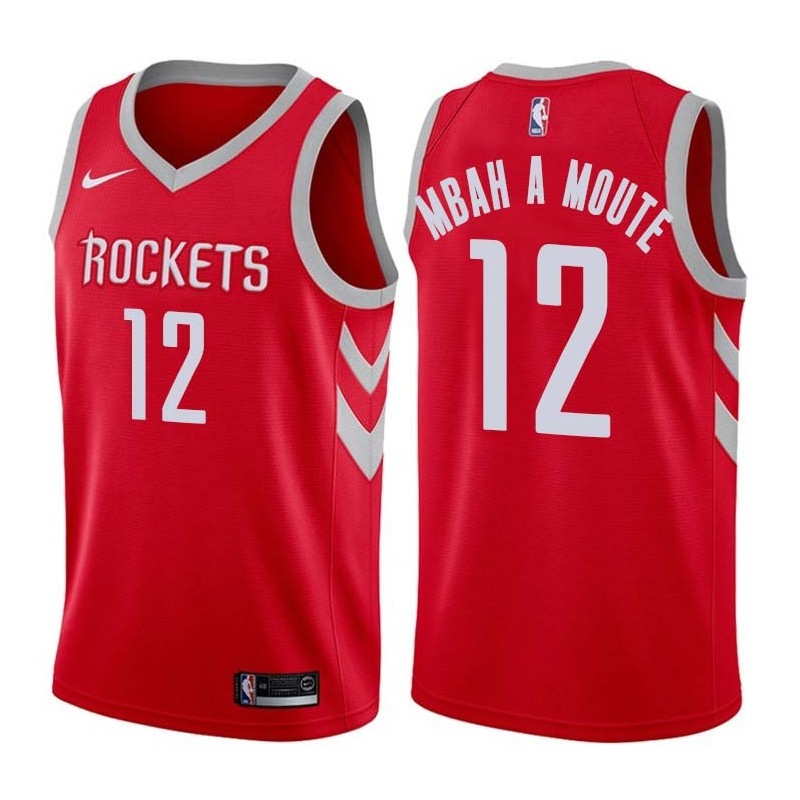 Red Classic Luc Mbah a Moute Rockets #12 Twill Basketball Jersey FREE SHIPPING