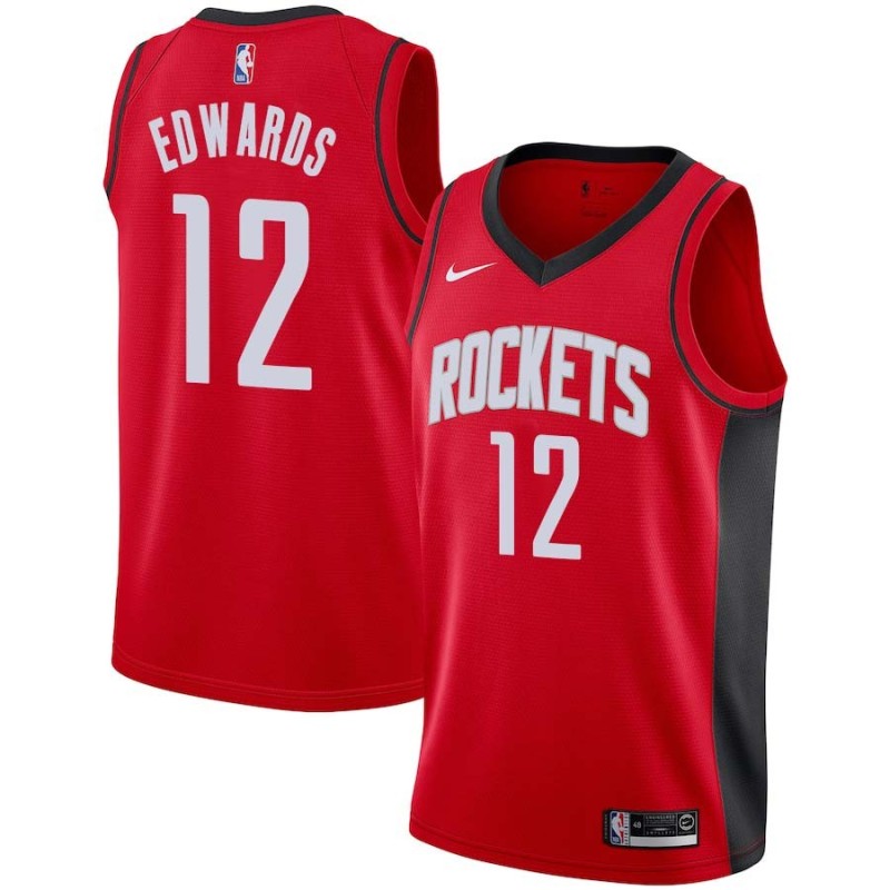 Red Vince Edwards Rockets #12 Twill Basketball Jersey FREE SHIPPING