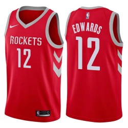 Red Classic Vince Edwards Rockets #12 Twill Basketball Jersey FREE SHIPPING