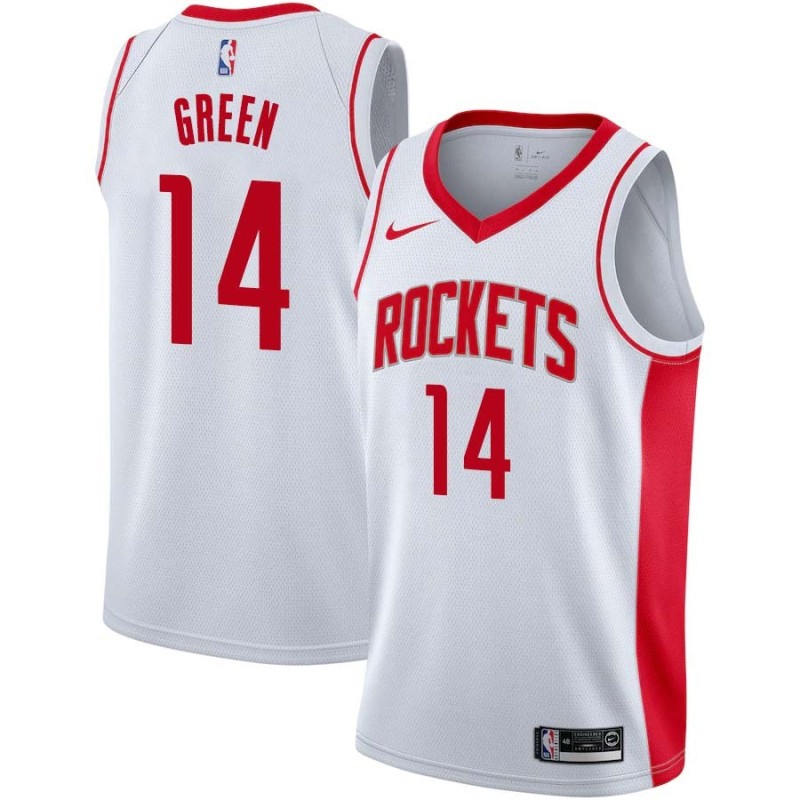 White Gerald Green Rockets #14 Twill Basketball Jersey FREE SHIPPING