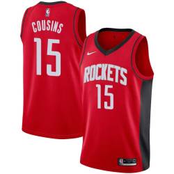 Red DeMarcus Cousins Rockets #15 Twill Basketball Jersey FREE SHIPPING