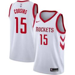 White Classic DeMarcus Cousins Rockets #15 Twill Basketball Jersey FREE SHIPPING