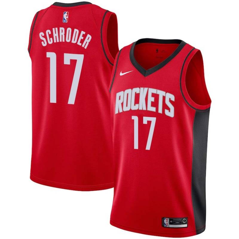 Red Dennis Schroder Rockets #17 Twill Basketball Jersey FREE SHIPPING