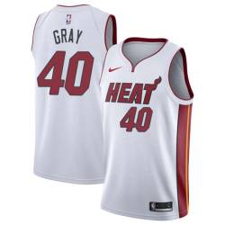 White Sylvester Gray Twill Basketball Jersey -Heat #40 Gray Twill Jerseys, FREE SHIPPING