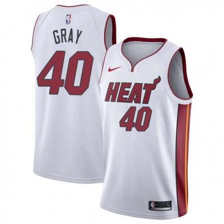 White Sylvester Gray Twill Basketball Jersey -Heat #40 Gray Twill Jerseys, FREE SHIPPING