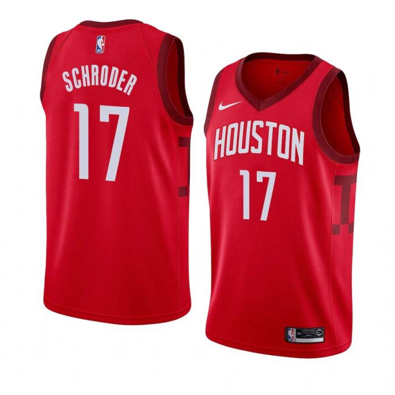 Red_Earned Dennis Schroder Rockets #17 Twill Basketball Jersey FREE SHIPPING