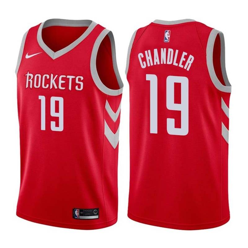 Red Classic Tyson Chandler Rockets #19 Twill Basketball Jersey FREE SHIPPING