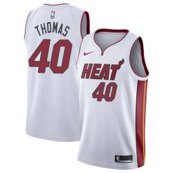 White Kurt Thomas Twill Basketball Jersey -Heat #40 Thomas Twill Jerseys, FREE SHIPPING