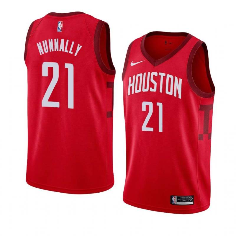 Red_Earned James Nunnally Rockets #21 Twill Basketball Jersey FREE SHIPPING