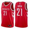 Red Classic Trevelin Queen Rockets #21 Twill Basketball Jersey FREE SHIPPING