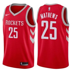 Red Classic Garrison Mathews Rockets #25 Twill Basketball Jersey FREE SHIPPING