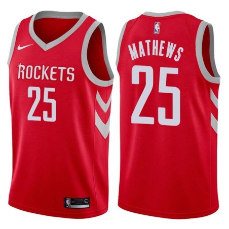 Red Classic Garrison Mathews Rockets #25 Twill Basketball Jersey FREE SHIPPING