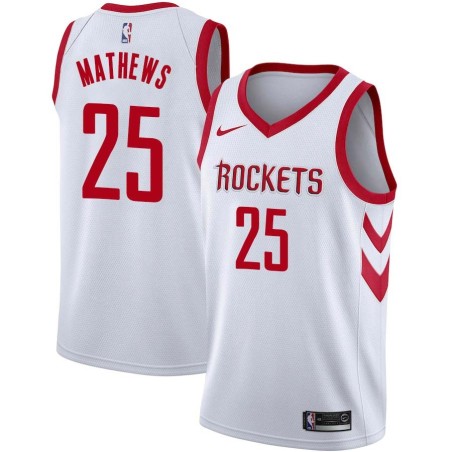 White Classic Garrison Mathews Rockets #25 Twill Basketball Jersey FREE SHIPPING