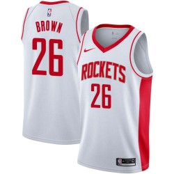 White Markel Brown Rockets #26 Twill Basketball Jersey FREE SHIPPING