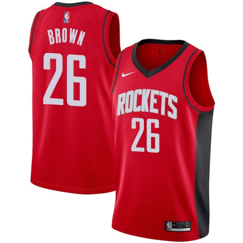 Red Markel Brown Rockets #26 Twill Basketball Jersey FREE SHIPPING