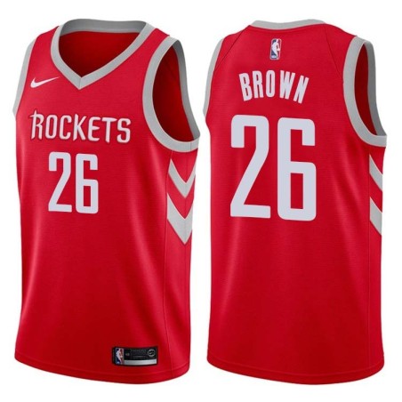 Red Classic Markel Brown Rockets #26 Twill Basketball Jersey FREE SHIPPING