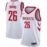 White Classic Markel Brown Rockets #26 Twill Basketball Jersey FREE SHIPPING