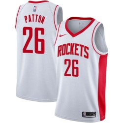 White Justin Patton Rockets #26 Twill Basketball Jersey FREE SHIPPING