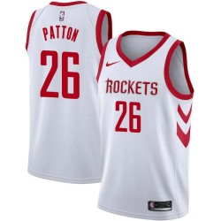 White Classic Justin Patton Rockets #26 Twill Basketball Jersey FREE SHIPPING