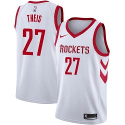 White Classic Daniel Theis Rockets #27 Twill Basketball Jersey FREE SHIPPING