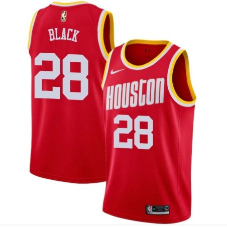 Red_Throwback Tarik Black Rockets #28 Twill Basketball Jersey FREE SHIPPING