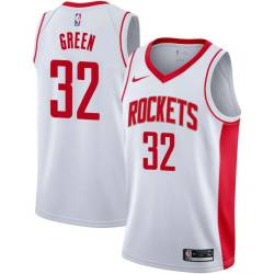 White Jeff Green Rockets #32 Twill Basketball Jersey FREE SHIPPING