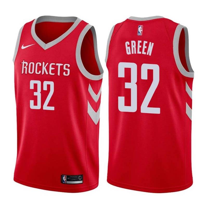 Red Classic Jeff Green Rockets #32 Twill Basketball Jersey FREE SHIPPING