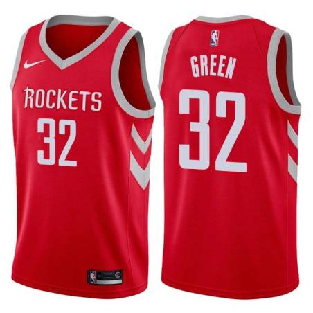 Red Classic Jeff Green Rockets #32 Twill Basketball Jersey FREE SHIPPING