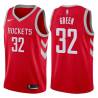 Red Classic Jeff Green Rockets #32 Twill Basketball Jersey FREE SHIPPING