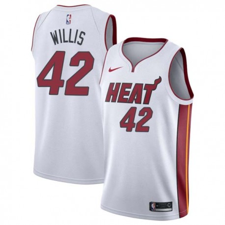 White Kevin Willis Twill Basketball Jersey -Heat #42 Willis Twill Jerseys, FREE SHIPPING